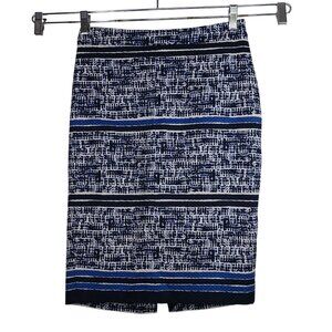 The Limited Pencil Skirt Women Size 2 Navy Geometric Print Lined Knee Length